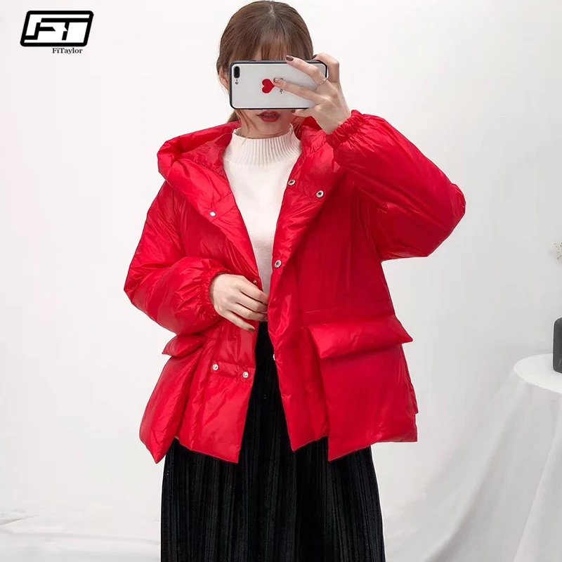 Fitaylor Women 90% White Duck Down Short Parkas Winter Hooded Sash Tie Up Snow Down Jacket Female Pockets Casual Outerwear
Fitaylor Women 90% White Duck Down Short Parkas Winter Hooded Sash Tie Up Snow Down Jacket Female Pockets Casual Outerwear