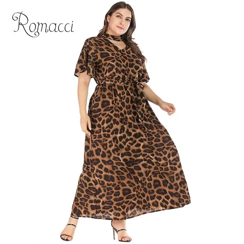 Romacci Women Plus Size Long Dress 4XL Leopard Print Choker V Neck robe ete 2019 femme Half Sleeve Slim Sexy Maxi Dress Brown
Romacci Women Plus Size Long Dress 4XL Leopard Print Choker V Neck robe ete 2019 femme Half Sleeve Slim Sexy Maxi Dress Brown