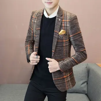 Casual Blazer Men 2019 Autumn Winter Thick Plaid Slim Male Suit Jackets Turn-Down Collar Button Men's Blazers 4XL Jacket Suits
Casual Blazer Men 2019 Autumn Winter Thick Plaid Slim Male Suit Jackets Turn-Down Collar Button Men's Blazers 4XL Jacket Suits