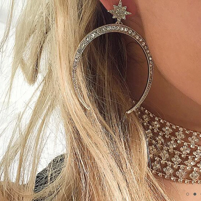 New Vintage Crystal Moon Earrings for Women Fashion Jewelry Star Moon Earrings Exaggerated Gift Party Wedding Accessories
New Vintage Crystal Moon Earrings for Women Fashion Jewelry Star Moon Earrings Exaggerated Gift Party Wedding Accessories
