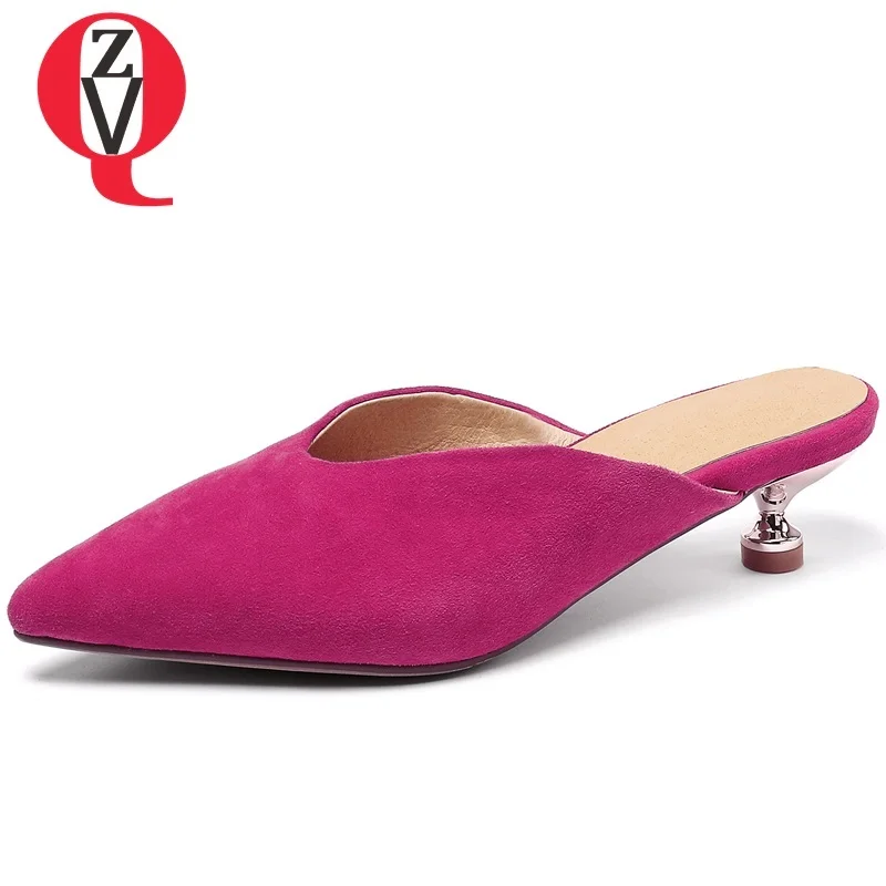 ZVQ Pigskin woman's slippers Genuine Leather shoes summer 4 cm med Thin heels Muller shoes Solid Rose red black apricot shoes
ZVQ Pigskin woman's slippers Genuine Leather shoes summer 4 cm med Thin heels Muller shoes Solid Rose red black apricot shoes