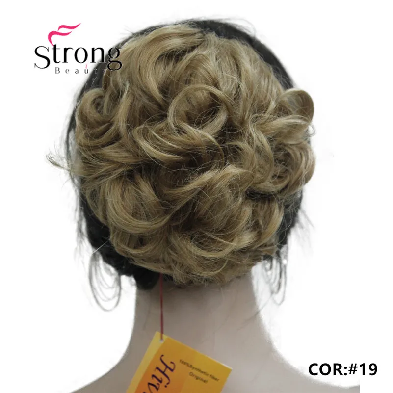 E-945B 19(Fashion Women\'s light strawberry blonde Synthetic short Curly Wavy Claw Clip Ponytail Pony Tail Hair Extension hairpiece (4)_