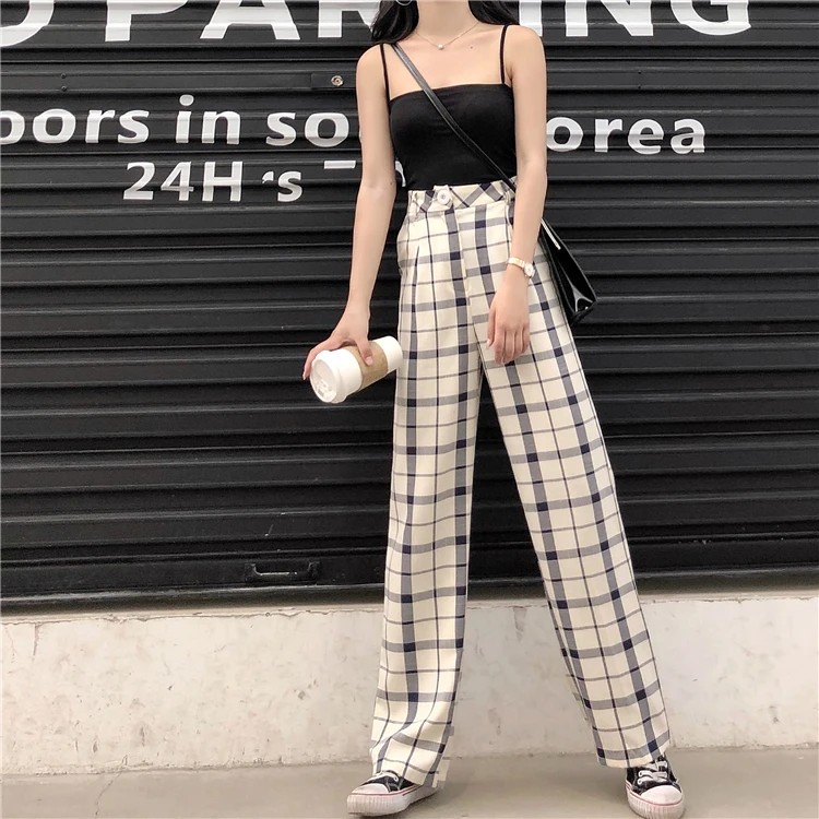 Plaid Long Pants Women Vintage Lattice Trousers Mujer Retro High Waist Wide Leg Straight Pants 2019 Pantalon Mujer Cargo Pants
Plaid Long Pants Women Vintage Lattice Trousers Mujer Retro High Waist Wide Leg Straight Pants 2019 Pantalon Mujer Cargo Pants