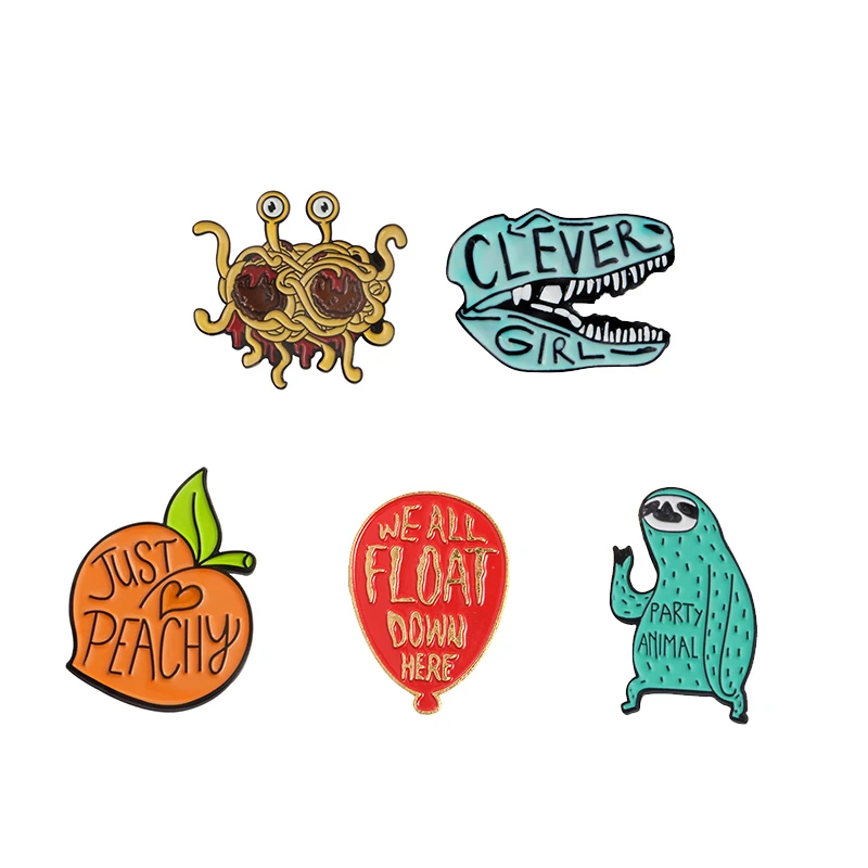 Sloth Clever Girl Dinosaur We All Float Down Peach Spaghetti Enamel Pin Brooch Lapel pin Metal badge
Sloth Clever Girl Dinosaur We All Float Down Peach Spaghetti Enamel Pin Brooch Lapel pin Metal badge