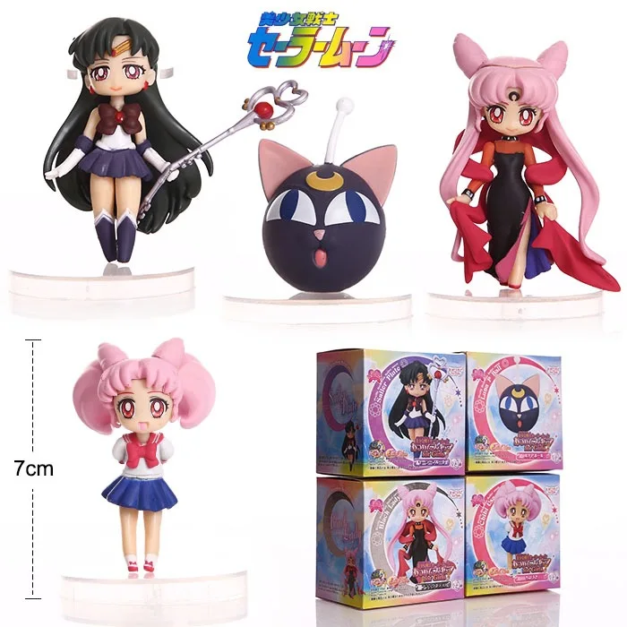 4pcs/set Anime Sailor Moon Sailor Pluto Sailor Chibi Moon Small Lady Black Lady PVC Action Figure Toys 7cm
4pcs/set Anime Sailor Moon Sailor Pluto Sailor Chibi Moon Small Lady Black Lady PVC Action Figure Toys 7cm
