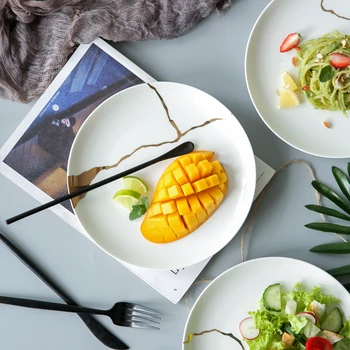 Nordic style gold line ceramic bone plates domestic Western dishes
Nordic style gold line ceramic bone plates domestic Western dishes