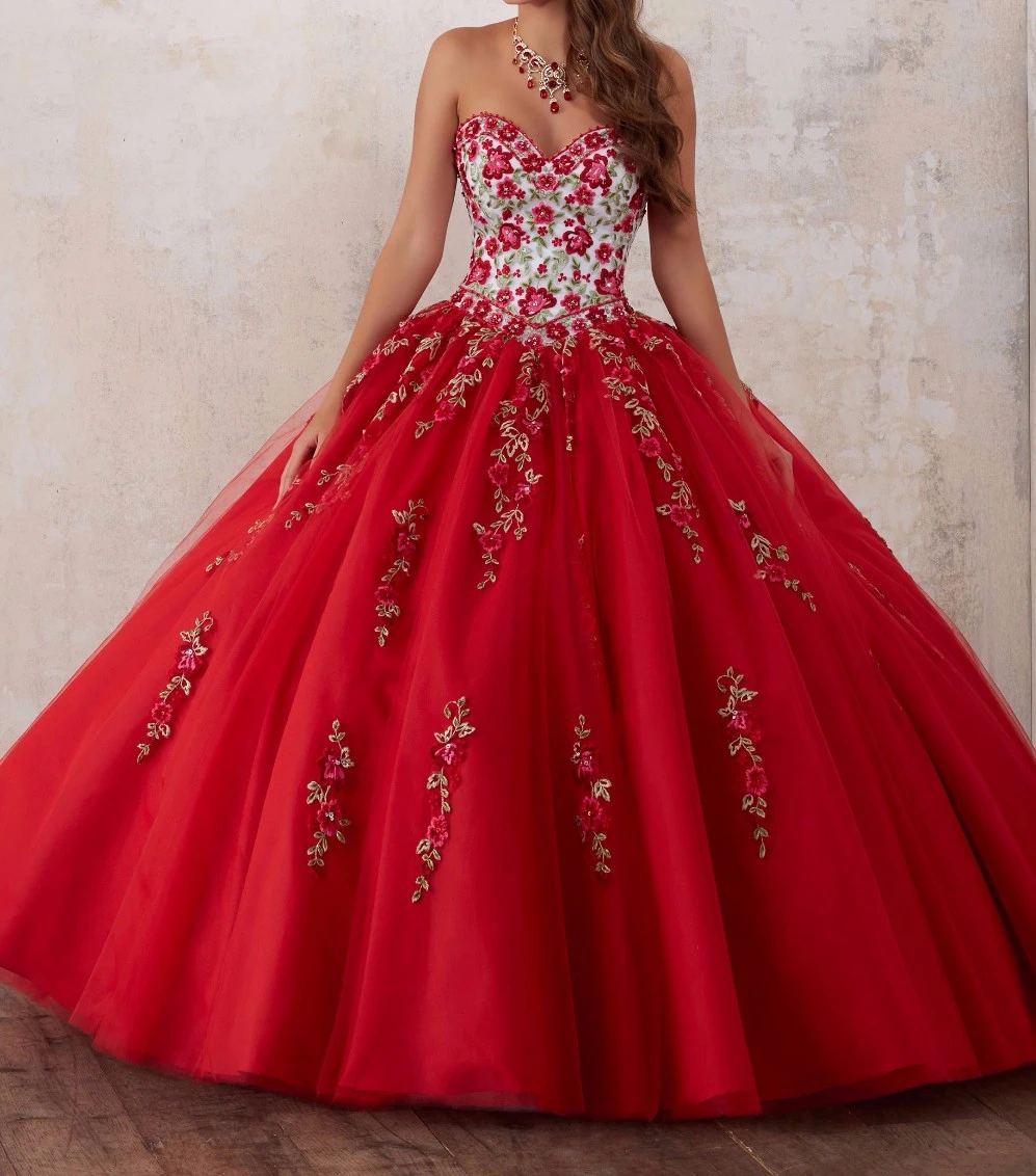 Embroidery Red Quinceanera Dresses 2019 Beadings Crystal Tulle Dresses 15 year old Debutante Sweetheart neck Vestidos De 15 Anos
Embroidery Red Quinceanera Dresses 2019 Beadings Crystal Tulle Dresses 15 year old Debutante Sweetheart neck Vestidos De 15 Anos