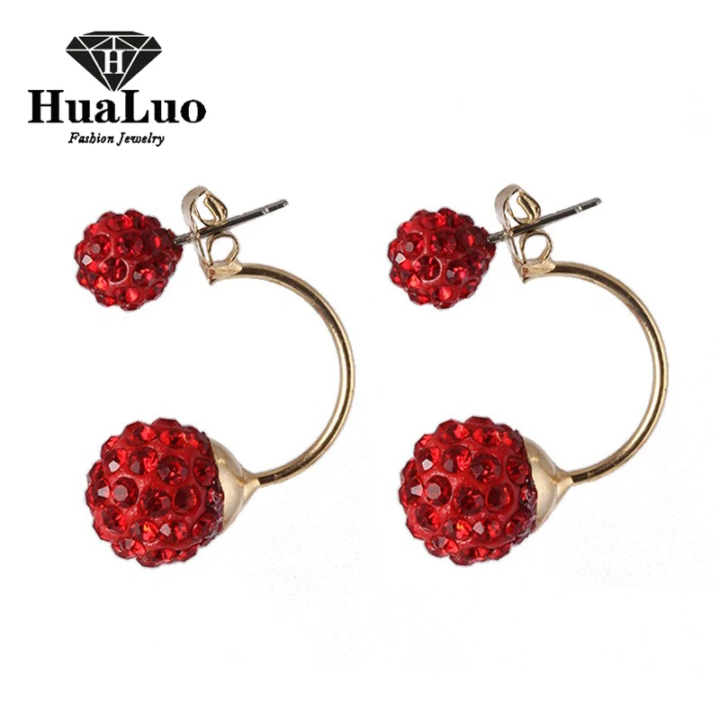 HUALUO New Fashion U Shape Crystal Rhinestone Two Ball Shambhala Stud Earrings 10 Colors Fashion Earrings For Women Jewelry
HUALUO New Fashion U Shape Crystal Rhinestone Two Ball Shambhala Stud Earrings 10 Colors Fashion Earrings For Women Jewelry