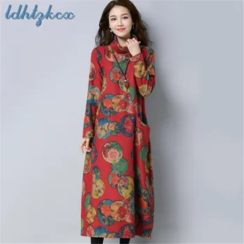 Print Large Size Loose Long-sleeved Knee-Length Dress Women 2018 Autumn-winter New Fashion Plus Velvet Thick Warmth Dress CX186
Print Large Size Loose Long-sleeved Knee-Length Dress Women 2018 Autumn-winter New Fashion Plus Velvet Thick Warmth Dress CX186