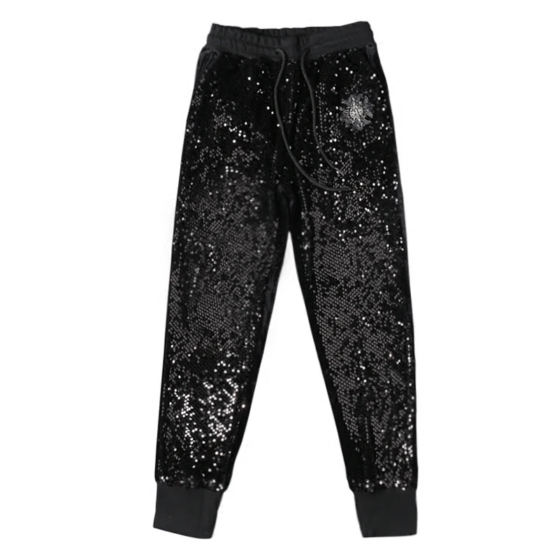 Casual Women High Waist Pants Drawstring Shiny Sequined casual lady Trousers velour Superelast Hip Hop Female long Sequins pants
Casual Women High Waist Pants Drawstring Shiny Sequined casual lady Trousers velour Superelast Hip Hop Female long Sequins pants