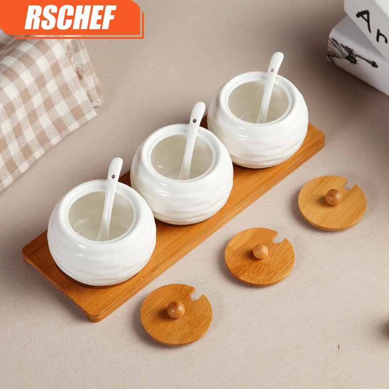 Ceramic seasoning bottles Seasoning Rack Spice Pots 3 Piece Seasoning Box Storage Container Condiment Jars Kitchen Accessories
Ceramic seasoning bottles Seasoning Rack Spice Pots 3 Piece Seasoning Box Storage Container Condiment Jars Kitchen Accessories