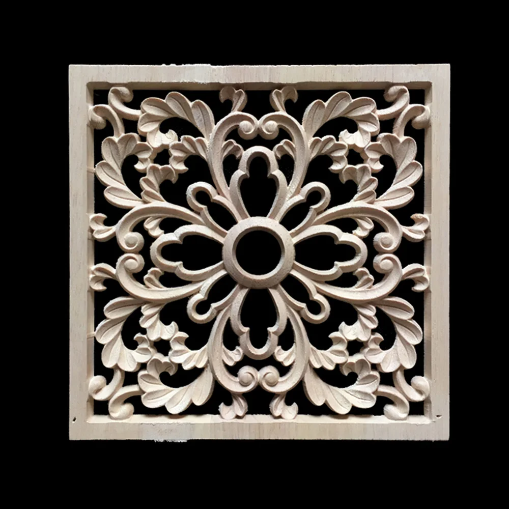 1 Piece Wood Applique Woodcarving Decal Furniture Wardrobe Door Decor Unpainted