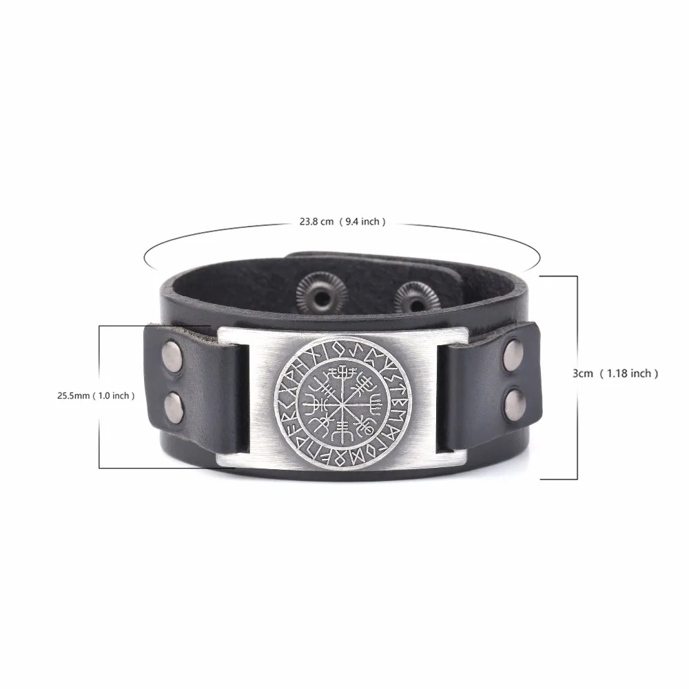 My Shape 2018 New Dropshipping Viking Vegvisir Compass Pendants Bangle Nordic Runes Men Jewelry Odin Symbol Leather Bracelets 13