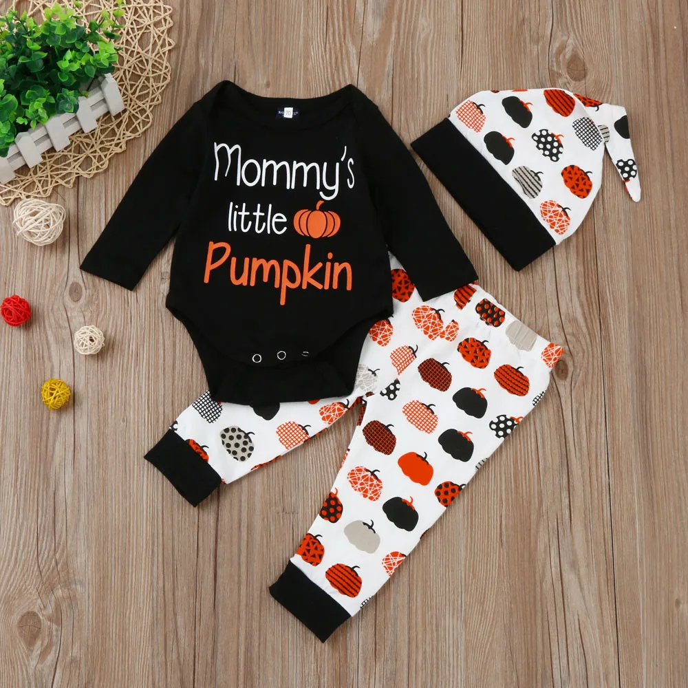 New Baby Boys Girls Rompers 3 Pcs / set Halloween Pumpkin Infant Babies Kids Cotton Clothing Jumpsuit Romper + Pants + Cap Set
New Baby Boys Girls Rompers 3 Pcs / set Halloween Pumpkin Infant Babies Kids Cotton Clothing Jumpsuit Romper + Pants + Cap Set