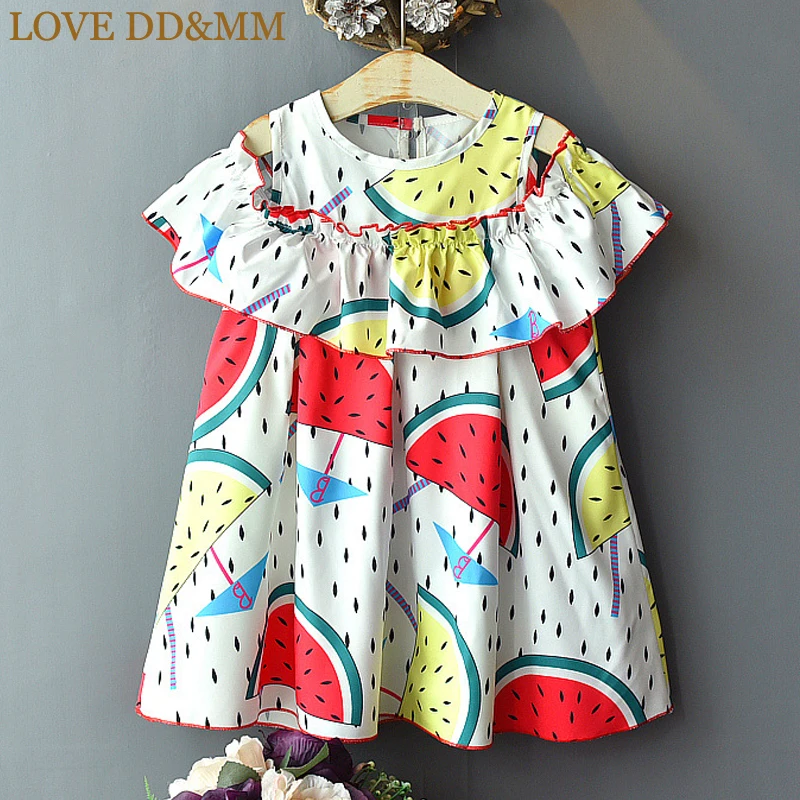 

LOVE DD&MM Girls Dresses 2019 Summer New Children's Clothing Cute Girl Fashion Strapless Watermelon Print Ruffled Doll Dress