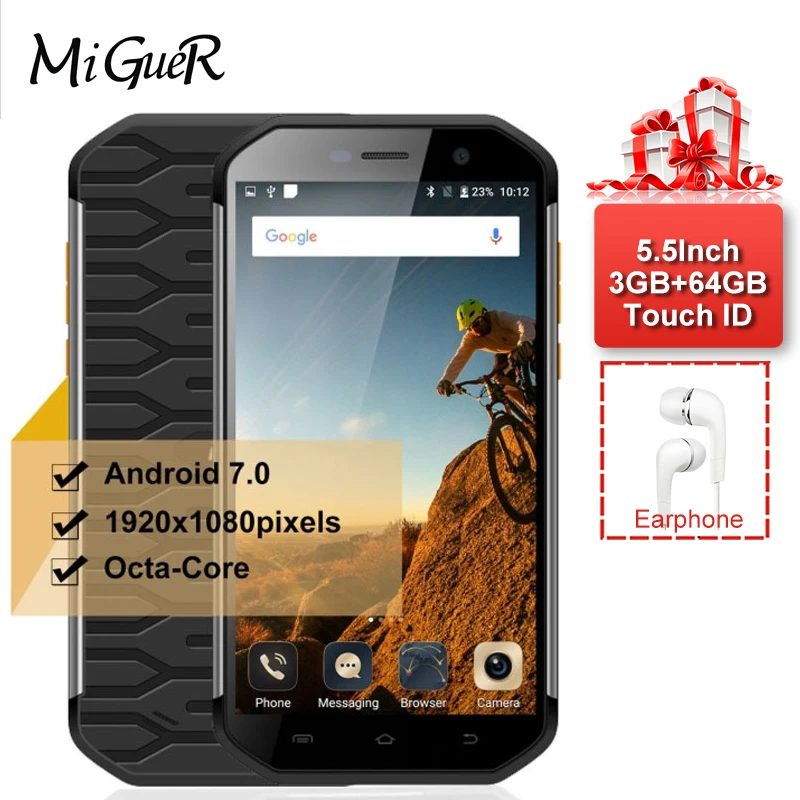 

Original E&L S60 IP68 Waterproof Fingerprint Mobile Phone 5.5 Inch FHD Android 7.0 3GB+64GB 13MP 3000mAh 4G LTE SmartPhone
