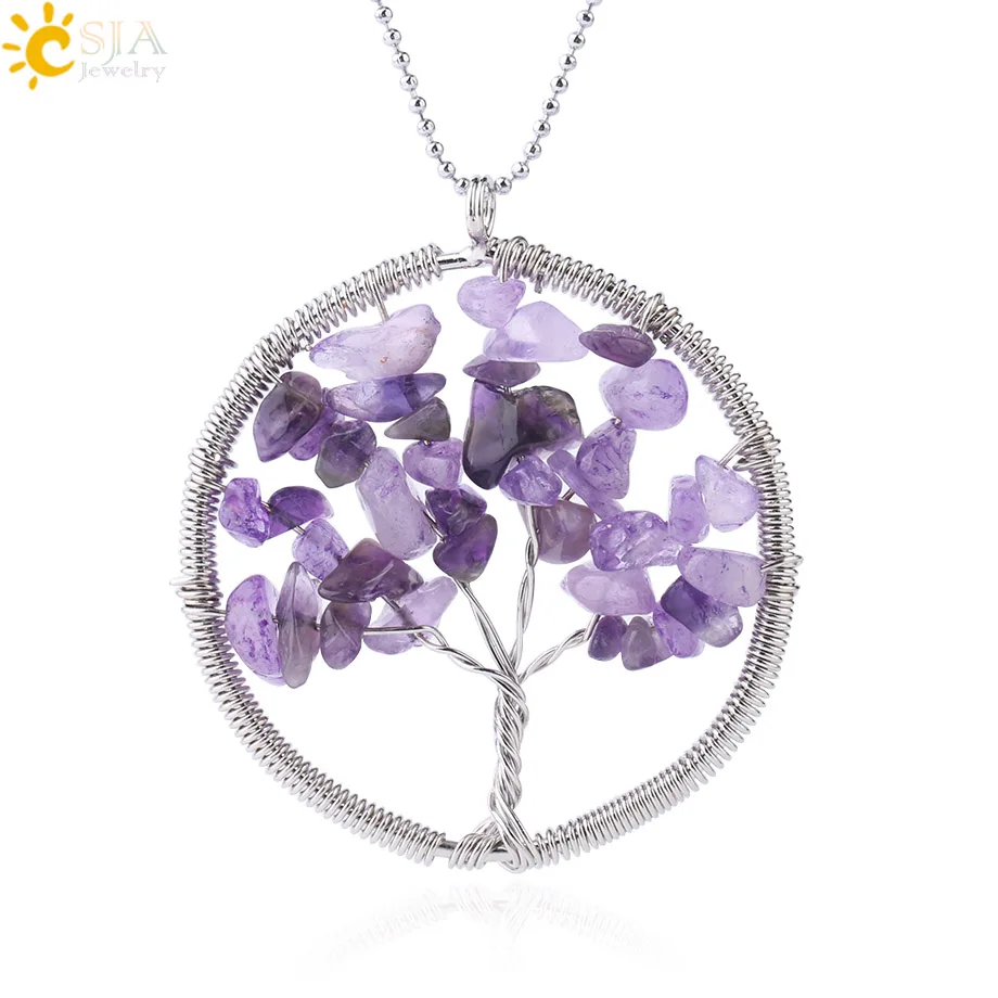 CSJA 10 Colors Wisdom Tree of Life Reiki Chakra Natural Stone Beads Pendant Necklace Rainbow Round Women Men Yoga Jewelry E152
CSJA 10 Colors Wisdom Tree of Life Reiki Chakra Natural Stone Beads Pendant Necklace Rainbow Round Women Men Yoga Jewelry E152