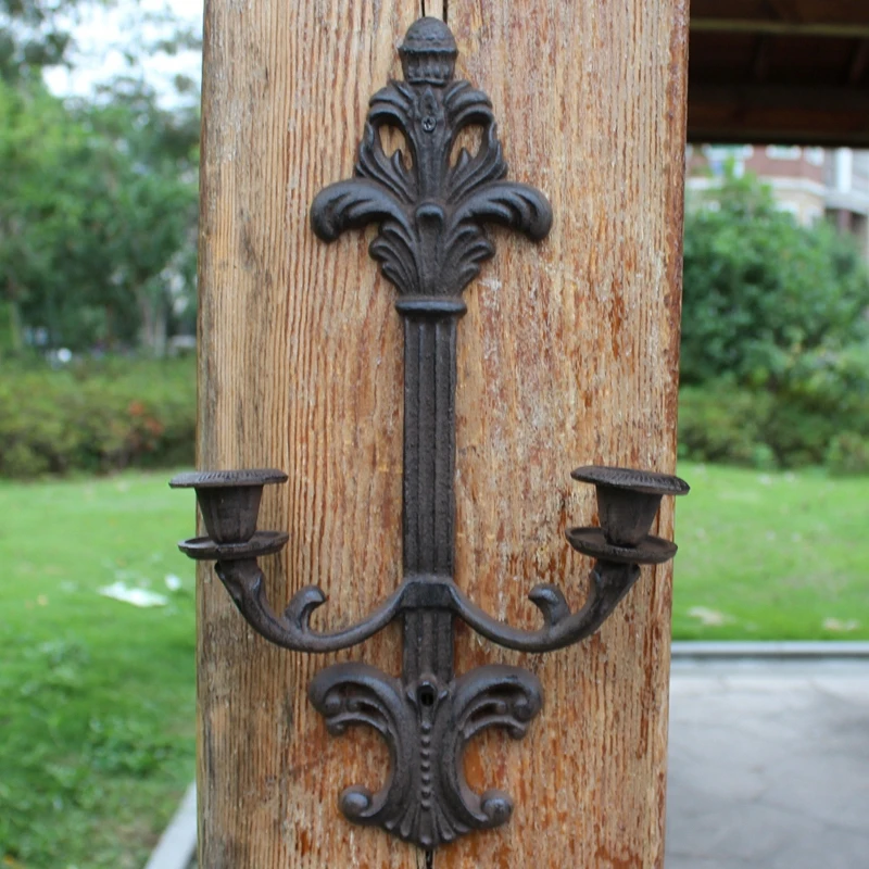 European Vintage Heavy Industrial Accents Home Decor Cast Iron Large Wall Sticker Candle Holder with Two Cups
European Vintage Heavy Industrial Accents Home Decor Cast Iron Large Wall Sticker Candle Holder with Two Cups