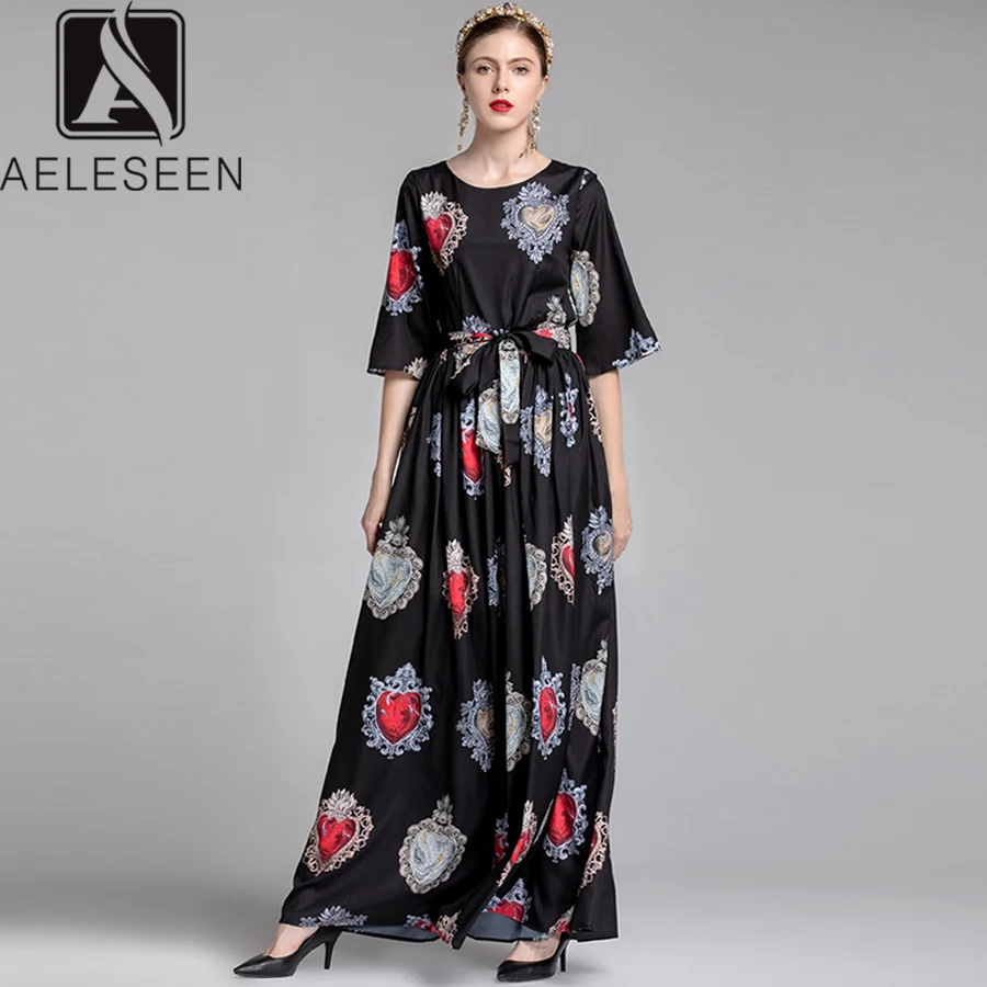 AELESEEN Fashion High quality Black Long Dresses 2019 Spring Summer Women'S Flare Sleeve Elegant Gemstone Print Maxi Dress
AELESEEN Fashion High quality Black Long Dresses 2019 Spring Summer Women'S Flare Sleeve Elegant Gemstone Print Maxi Dress