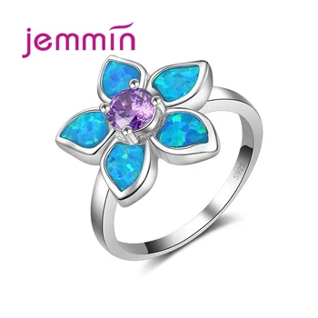New Wedding Engagment Rings Sterling Silver Jewelry Flower Shape Blue Fire Opal Rings Purple Crystal Bridal Women Ring
New Wedding Engagment Rings Sterling Silver Jewelry Flower Shape Blue Fire Opal Rings Purple Crystal Bridal Women Ring