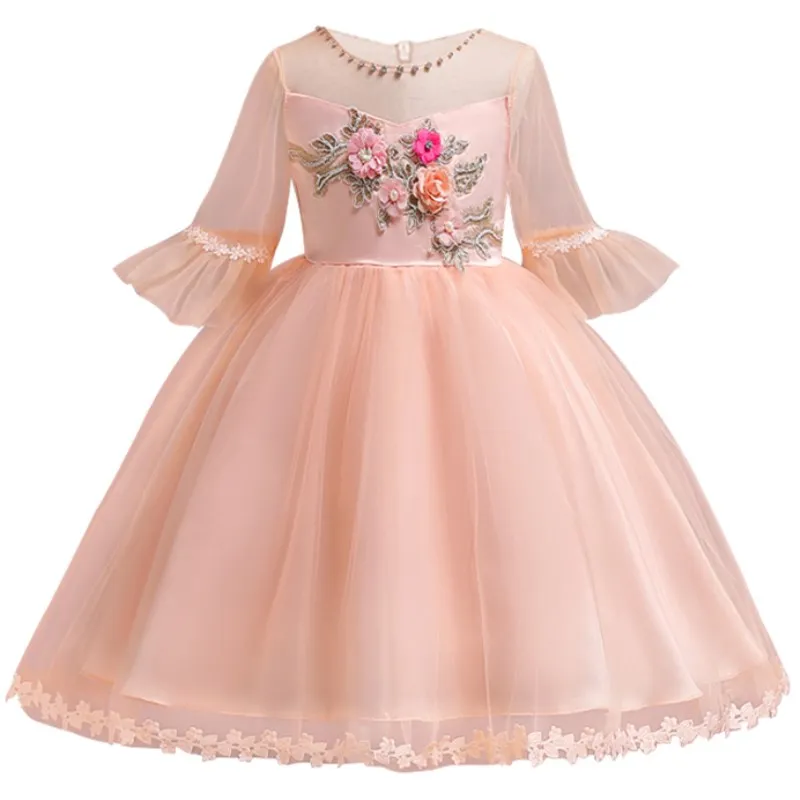 Платье с цветочным узором для девочек платья первого причастия костюм принцессы