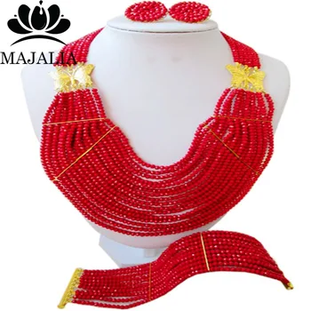 Trendy Nigeria Wedding red african beads jewelry set crystal necklace bracelet earrings Free shipping Majalia-103
Trendy Nigeria Wedding red african beads jewelry set crystal necklace bracelet earrings Free shipping Majalia-103