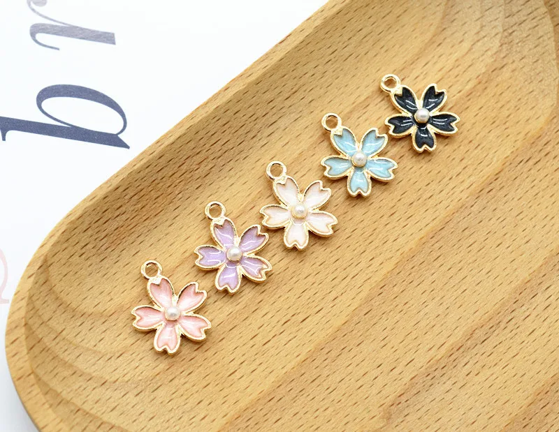 Hot 20pcs DIY Charms Enamels Cherry Blossoms Jewelry Accessories Pendant Earring Bracelet Necklace Gift 2019 | Украшения и