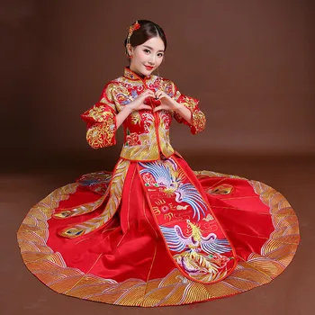 Red Qipao Women Bride Traditional Wedding Gown 2018 New Chinese phoenix Embroidery Dress Cheongsam Style Chinois Femme
Red Qipao Women Bride Traditional Wedding Gown 2018 New Chinese phoenix Embroidery Dress Cheongsam Style Chinois Femme