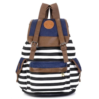 stacy bag hot sale women canvas backpack lady navy striped printing travel bag student school bag
stacy bag hot sale women canvas backpack lady navy striped printing travel bag student school bag
