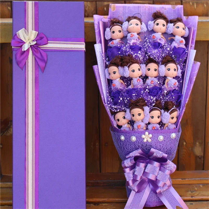 Fashion silicone confused baby dolls cartoon flower bouquet gift box best gift for girl creative Graduation/Valentine's Day gift
Fashion silicone confused baby dolls cartoon flower bouquet gift box best gift for girl creative Graduation/Valentine's Day gift