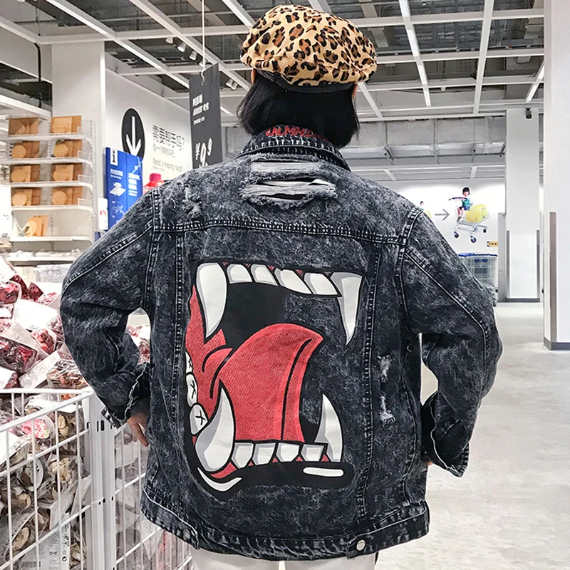 2019 New Autumn Winter Coat Female Harajuku Cartoon Wolf Tooth Doodle Denim Jacket Retro Letter Embroidery Denim Hole Coat #618
2019 New Autumn Winter Coat Female Harajuku Cartoon Wolf Tooth Doodle Denim Jacket Retro Letter Embroidery Denim Hole Coat #618
