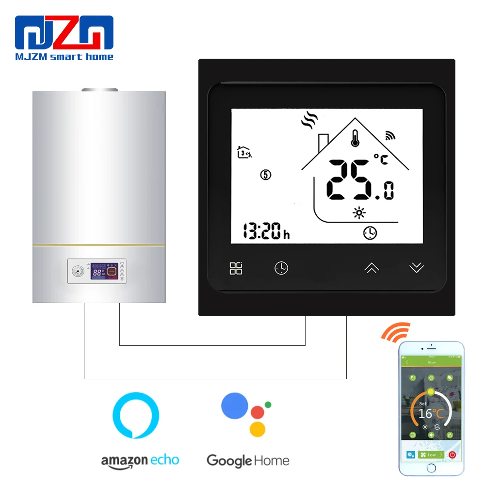 MJZM BGL-002-WiFi Thermostat Temperature Controller LCD Touch Screen for Gas Boiler Heating Works with Alexa Google Home
MJZM BGL-002-WiFi Thermostat Temperature Controller LCD Touch Screen for Gas Boiler Heating Works with Alexa Google Home
