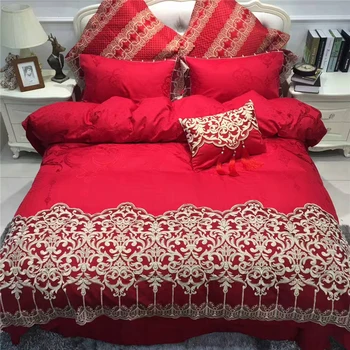 4/6/7Pcs luxury Silk Cotton Jacquard Gold lace wedding Bedding Set upmarket Duvet cover set Bedsheet Pillowcase Queen King Size
4/6/7Pcs luxury Silk Cotton Jacquard Gold lace wedding Bedding Set upmarket Duvet cover set Bedsheet Pillowcase Queen King Size