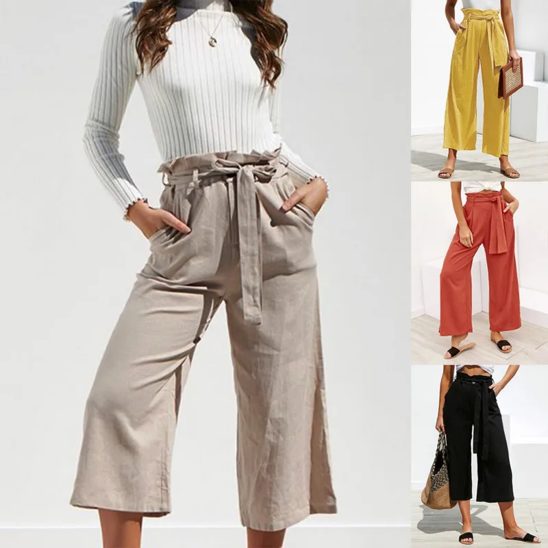 Fashion women's cropped trousers Wide leg trousers High waist trousers Women's loose comfortable casual pants Lace women's trous
Fashion women's cropped trousers Wide leg trousers High waist trousers Women's loose comfortable casual pants Lace women's trous