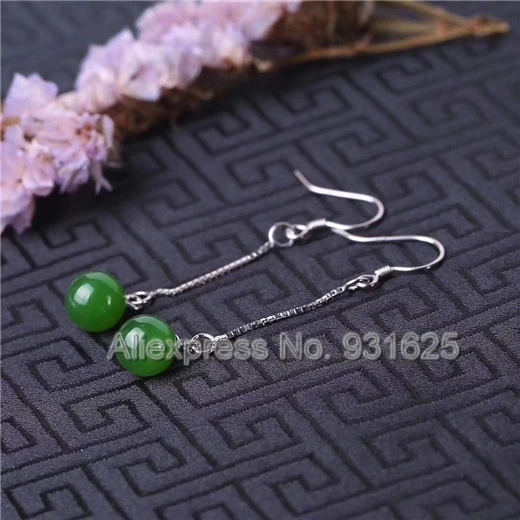 Natural 925 Silver 8mm Green HeTian Yu Round Beads Dangle Line Hook Earring Fashion Gem Earrings Jewelry Pretty Girl's Gift
Natural 925 Silver 8mm Green HeTian Yu Round Beads Dangle Line Hook Earring Fashion Gem Earrings Jewelry Pretty Girl's Gift