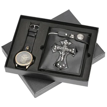 Men Watch Waterproof Leather Band Quartz Wrist Watch Punk Style Cross Zipper Wallet Christmas Gift Set For Husband for Dad
Men Watch Waterproof Leather Band Quartz Wrist Watch Punk Style Cross Zipper Wallet Christmas Gift Set For Husband for Dad