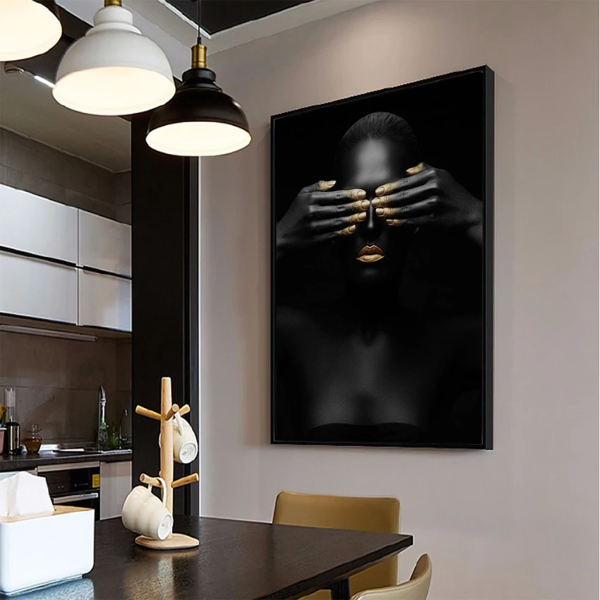 Wall Art Canvas painting black and gold african woman Pictures posters and prints Home decoration poster for living room
Wall Art Canvas painting black and gold african woman Pictures posters and prints Home decoration poster for living room