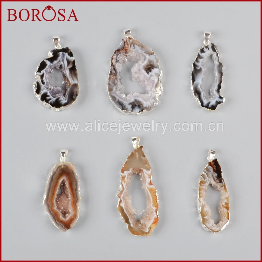 BOROSA 1 Piece Pure Silver Freeform Natural Onxy Druzy Crystal Druzy Geode Slice Beads Pendant High Quality Jewelry SS013
BOROSA 1 Piece Pure Silver Freeform Natural Onxy Druzy Crystal Druzy Geode Slice Beads Pendant High Quality Jewelry SS013