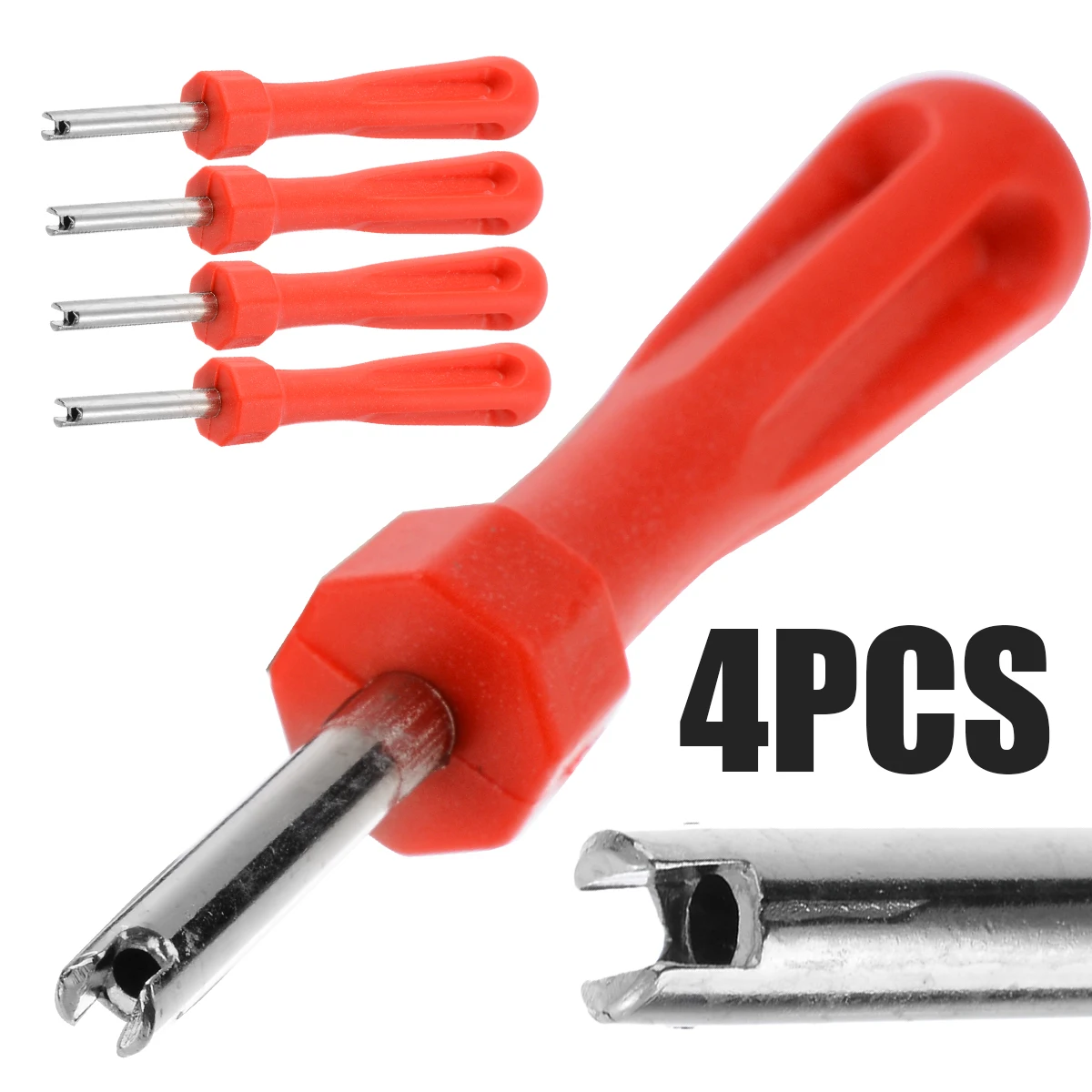 Treyues 4pcs Universal Bicycle Tyre Valve Core Remover Removal Bike Wrench Tire Repair Tool Screw Driver
