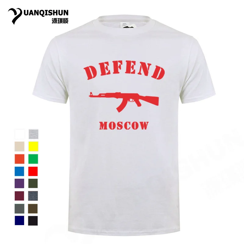 

DEFEND MOSCO AK47 Creative Men's Novelty T-Shirt 16 Colors High Quality Men T Shirt O Neck Short Sleeve Cotton Casual Top Tee
