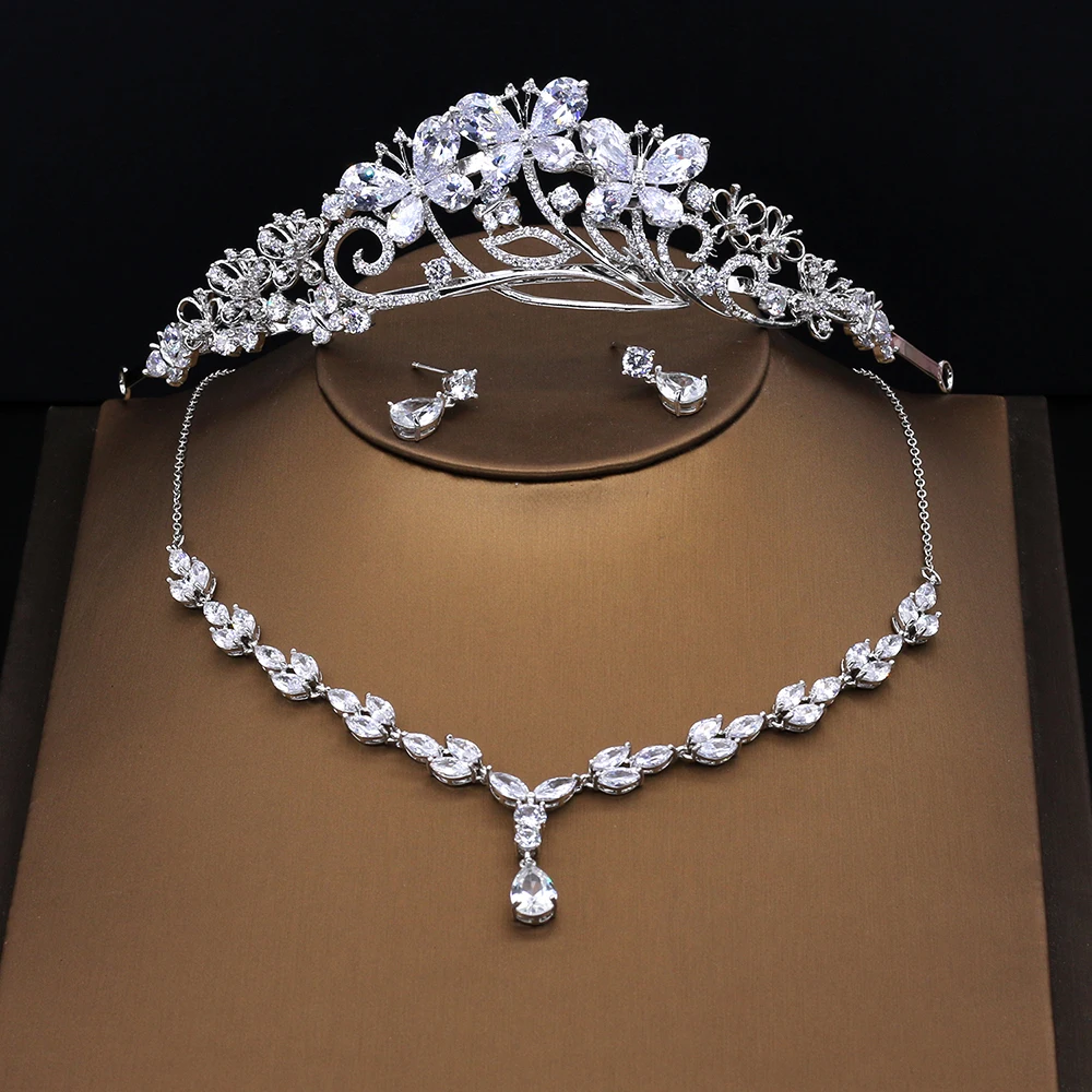 Luxury Cubic Zirconia Butterfly Crown Tiara Bridal Wedding Jewelry Sets AAA Zircon Stone Necklace Choker with Earring Women Gift
Luxury Cubic Zirconia Butterfly Crown Tiara Bridal Wedding Jewelry Sets AAA Zircon Stone Necklace Choker with Earring Women Gift