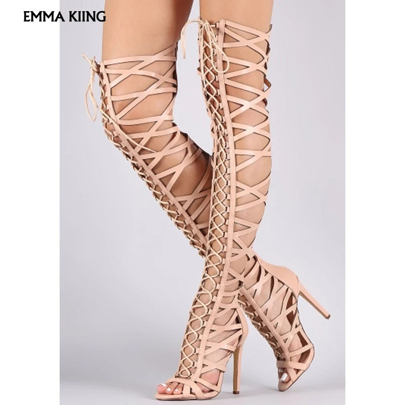 Crossed-tied Over The Knee Boots Women Summer Sandals Peep Toe Thin High Heels Lace-Up Party Shoes Woman Sandalias Mujer 2019
Crossed-tied Over The Knee Boots Women Summer Sandals Peep Toe Thin High Heels Lace-Up Party Shoes Woman Sandalias Mujer 2019