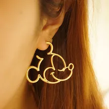 Pendientes de Mickey hueca grande de moda para mujer, pendientes de aro de animales de ratón de dibujos animados, joyería para fiesta, regalo para niña(China)