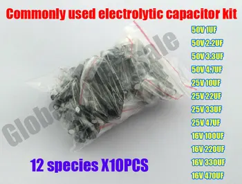 Free shipping Commonly used electrolytic capacitor kit 12 species X10PCS = 120PCS, 16V-50V 2.2UF-470UF
Free shipping Commonly used electrolytic capacitor kit 12 species X10PCS = 120PCS, 16V-50V 2.2UF-470UF