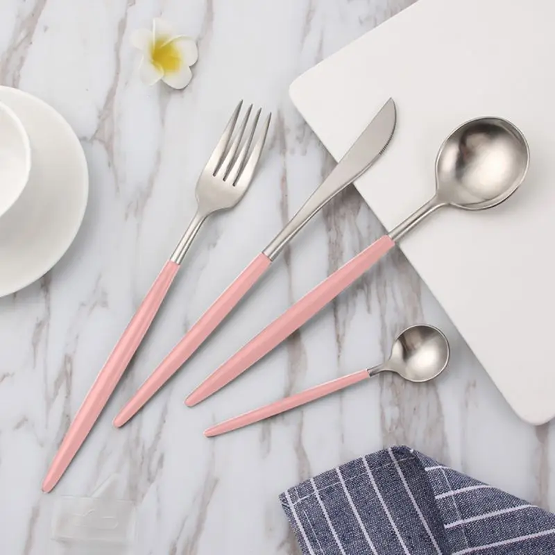 Royal Pink Golden Tableware Cutlery Set Dinner Knife Fork Sets Stainless Steel Western Gold Dinnerware Set
Royal Pink Golden Tableware Cutlery Set Dinner Knife Fork Sets Stainless Steel Western Gold Dinnerware Set
