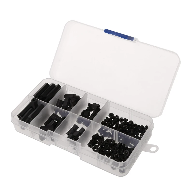 160 Pcs M3 Nylon Black M-F Hex Spacers Screw Nut Assortment Kit Stand-off Set
160 Pcs M3 Nylon Black M-F Hex Spacers Screw Nut Assortment Kit Stand-off Set