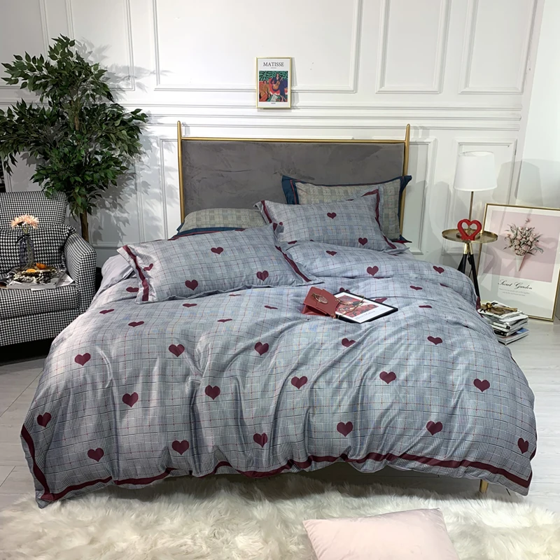 Heart Plaid Geometric Bedding Set Queen King Size Satin Duvet Cover Pillowcase Cotton Bed Sheets Modern Design Textile Sets 4pcs
Heart Plaid Geometric Bedding Set Queen King Size Satin Duvet Cover Pillowcase Cotton Bed Sheets Modern Design Textile Sets 4pcs