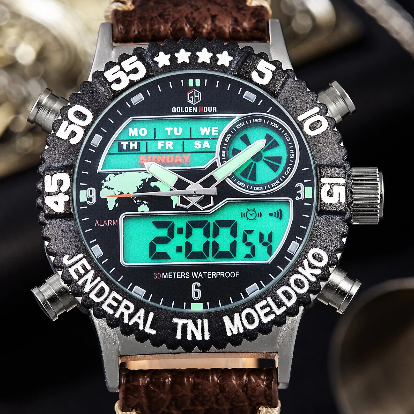 Top Luxury Brand GOLDENHOUR Sport Waterproof Watch Men LED Digital Crocodile Pattern Leather Strap Dual Time Calendar Wristwatch
Top Luxury Brand GOLDENHOUR Sport Waterproof Watch Men LED Digital Crocodile Pattern Leather Strap Dual Time Calendar Wristwatch