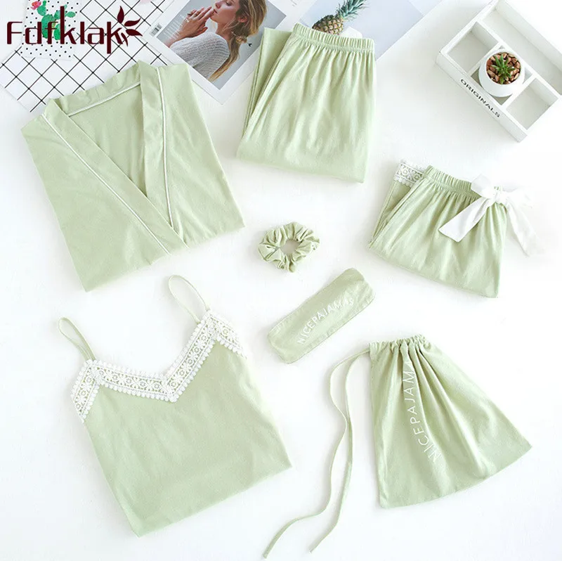 Fdfklak Fruit green 7 pieces pajamas set spring summer pajama women short sleeve cotton student's sleepwear suit pijama mujer
Fdfklak Fruit green 7 pieces pajamas set spring summer pajama women short sleeve cotton student's sleepwear suit pijama mujer