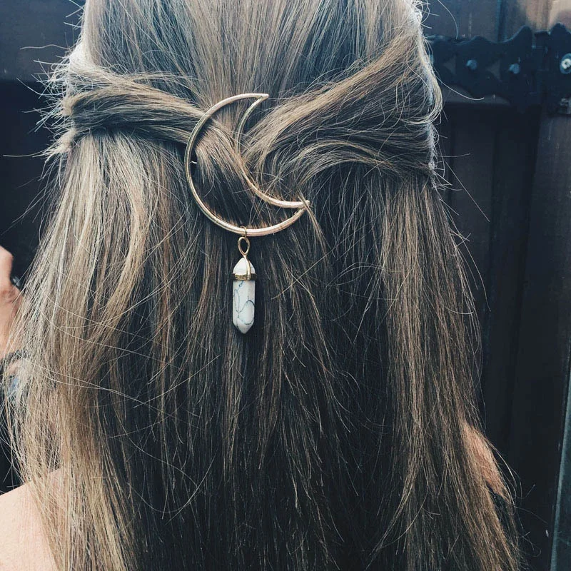 Fashion Women Cresent Moon Quartz Hexagon Prism Charm Hairclips Hairgrips Hairpin Hair Clips Elegant Headwear Gifts Accessories
Fashion Women Cresent Moon Quartz Hexagon Prism Charm Hairclips Hairgrips Hairpin Hair Clips Elegant Headwear Gifts Accessories
